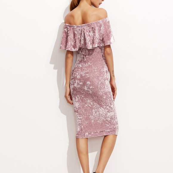 Unbranded Beautiful Party Off Shoulder Velvet Dres - Picture 3 of 7